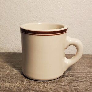Vtg SERCO Restaurant Ware Coffee Mug Brown Double-Stripe 10 Oz Heavy Vitrified